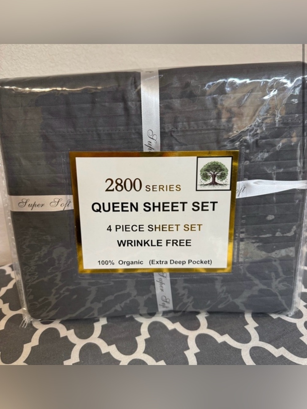 2800 Series Queen Sheet Set - Charcoal Gray - 4 Piece Wrinkle Free